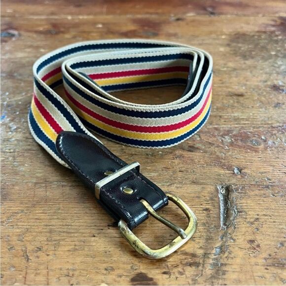 Vintage Elastic Striped Belt - Picture 1 of 6